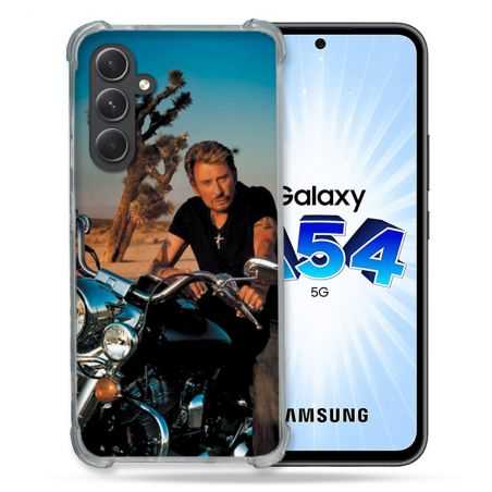 Coque Renforcée En Verre Trempé Pour Samsung Galaxy A54 5G Musique Johnny Hallyday Moto