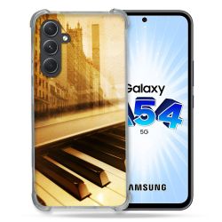 Coque Renforcée En Verre Trempé Pour Samsung Galaxy A54 5G Musique Piano Retro