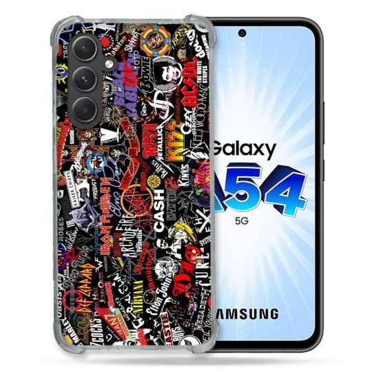 Coque Renforcée En Verre Trempé Pour Samsung Galaxy A54 5G Musique Rock Groupe