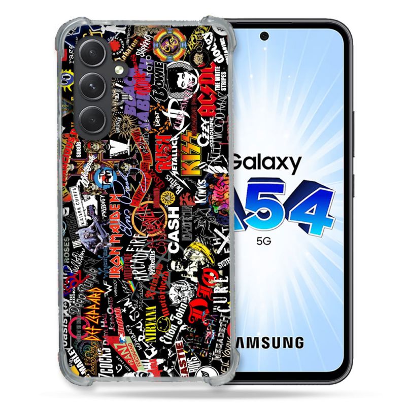 Coque Renforcée En Verre Trempé Pour Samsung Galaxy A54 5G Musique Rock Groupe