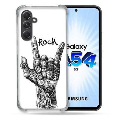 Coque Renforcée En Verre Trempé Pour Samsung Galaxy A54 5G Musique Rock Main
