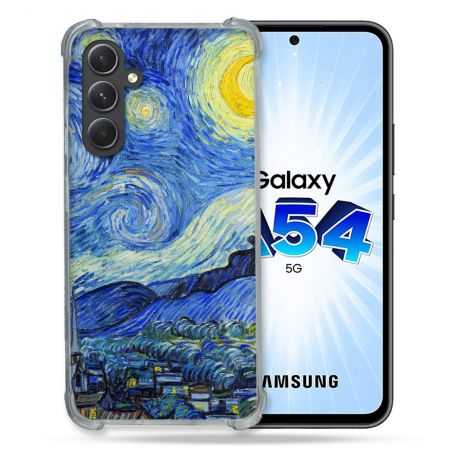 Coque Renforcée En Verre Trempé Pour Samsung Galaxy A54 5G Peinture La nuit étoilée