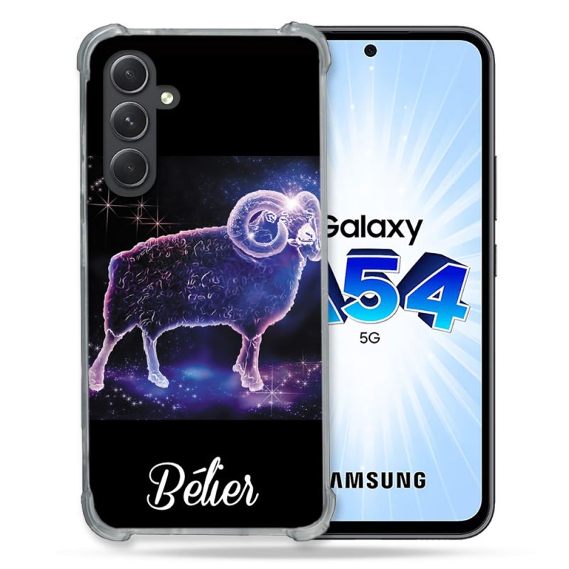 Coque Renforcée En Verre Trempé Pour Samsung Galaxy A54 5G Signe Zodiaque 2 Bélier