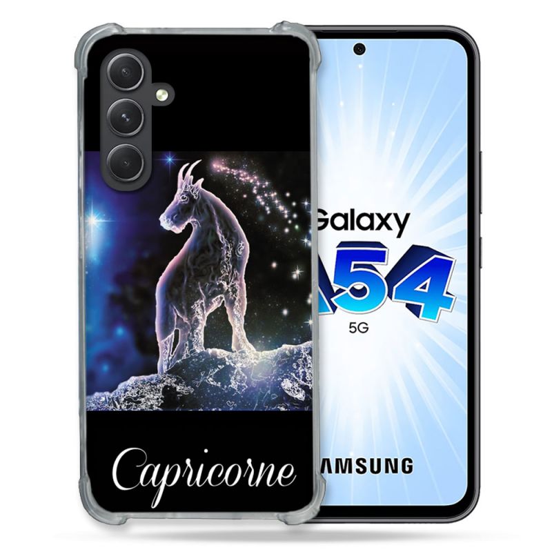 Coque Renforcée En Verre Trempé Pour Samsung Galaxy A54 5G Signe Zodiaque 2 Capricorne