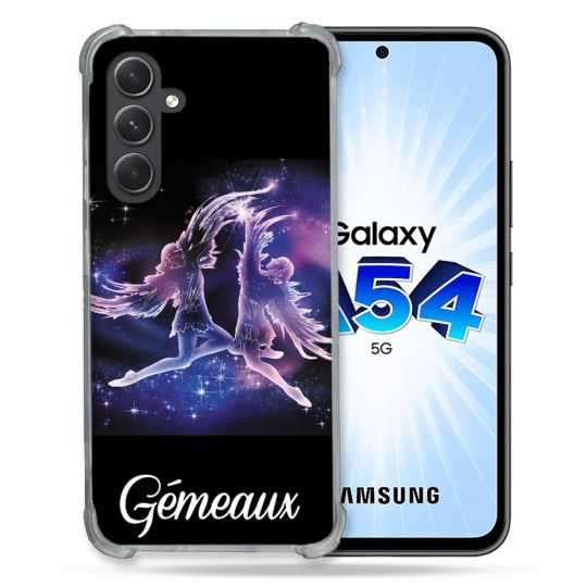 Coque Renforcée En Verre Trempé Pour Samsung Galaxy A54 5G Signe Zodiaque 2 Gémeaux