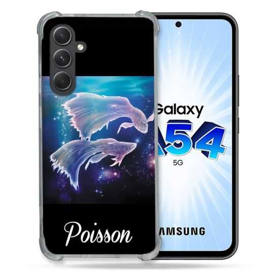 Coque Renforcée En Verre Trempé Pour Samsung Galaxy A54 5G Signe Zodiaque 2 Poisson