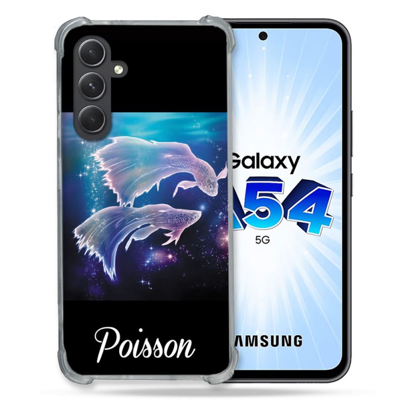 Coque Renforcée En Verre Trempé Pour Samsung Galaxy A54 5G Signe Zodiaque 2 Poisson