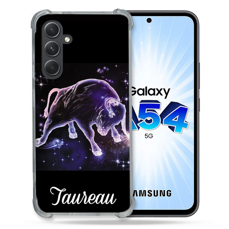 Coque Renforcée En Verre Trempé Pour Samsung Galaxy A54 5G Signe Zodiaque 2 Taureau