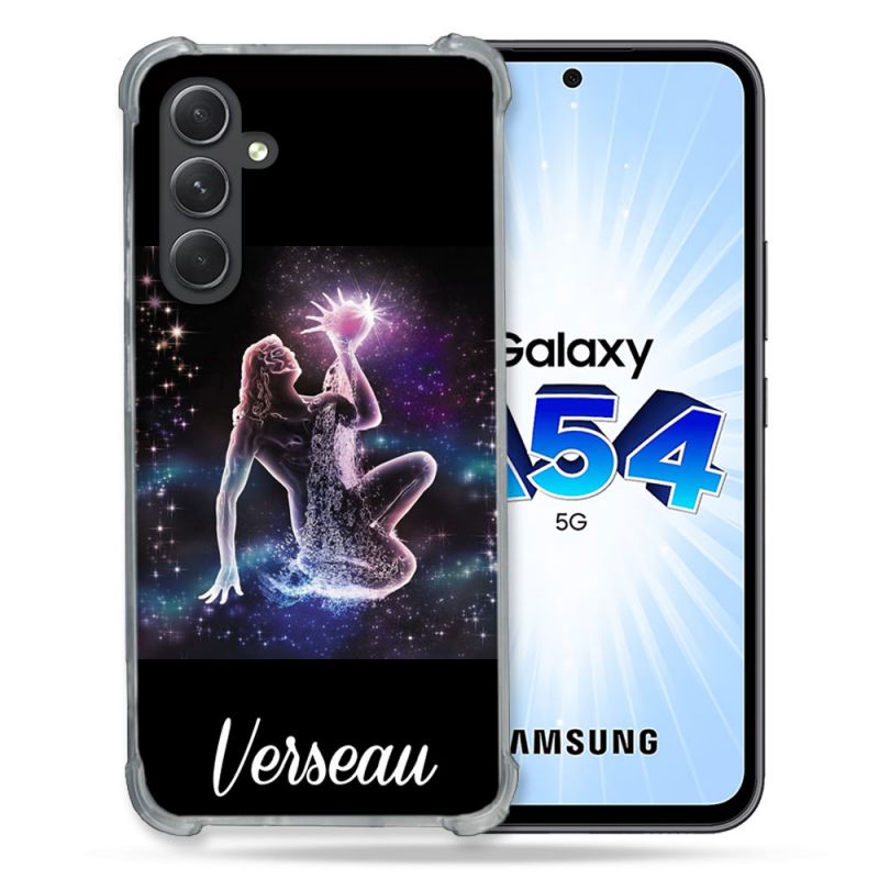 Coque Renforcée En Verre Trempé Pour Samsung Galaxy A54 5G Signe Zodiaque 2 Verseau