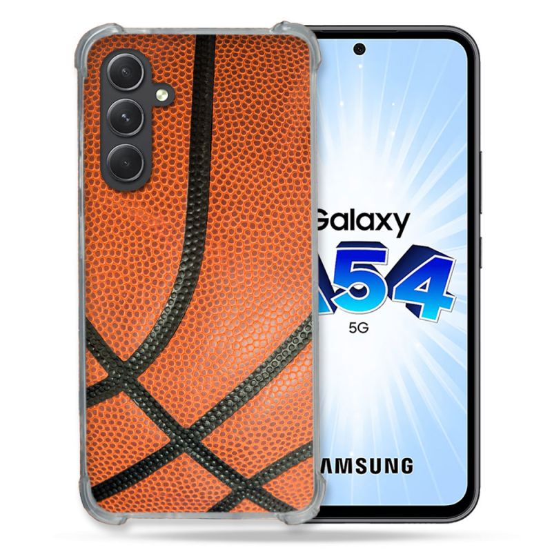 Coque Renforcée En Verre Trempé Pour Samsung Galaxy A54 5G Sport Ballon Basket
