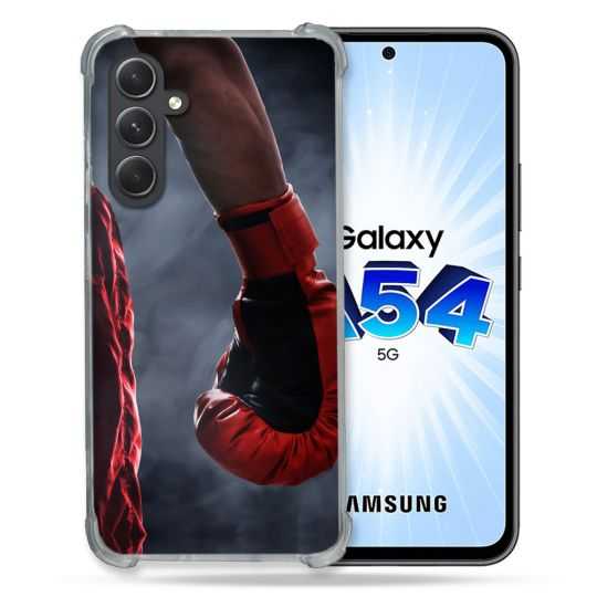 Coque Renforcée En Verre Trempé Pour Samsung Galaxy A54 5G Sport Boxe Gant Rouge
