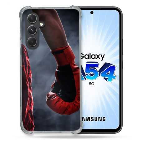Coque Renforcée En Verre Trempé Pour Samsung Galaxy A54 5G Sport Boxe Gant Rouge