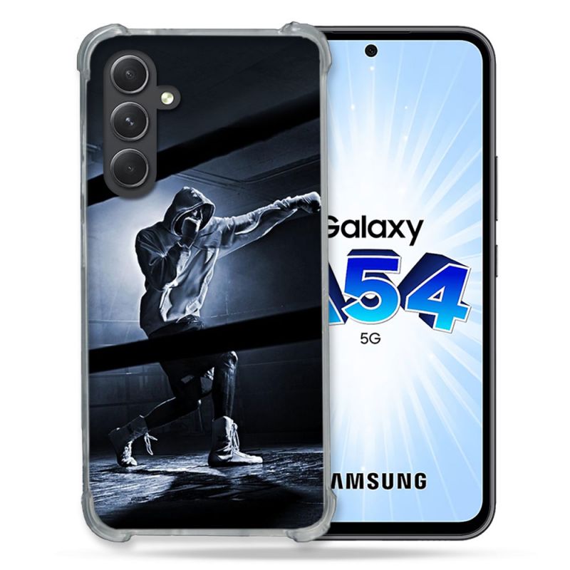 Coque Renforcée En Verre Trempé Pour Samsung Galaxy A54 5G Sport Boxe Poing