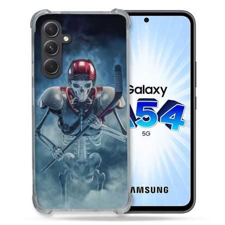 Coque Renforcée En Verre Trempé Pour Samsung Galaxy A54 5G Sport Hockey Squelette