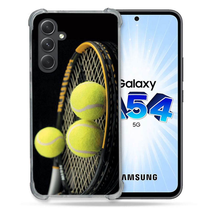 Coque Renforcée En Verre Trempé Pour Samsung Galaxy A54 5G Sport Tennis Balls