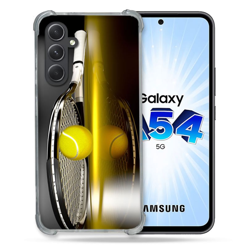 Coque Renforcée En Verre Trempé Pour Samsung Galaxy A54 5G Sport Tennis Reflet