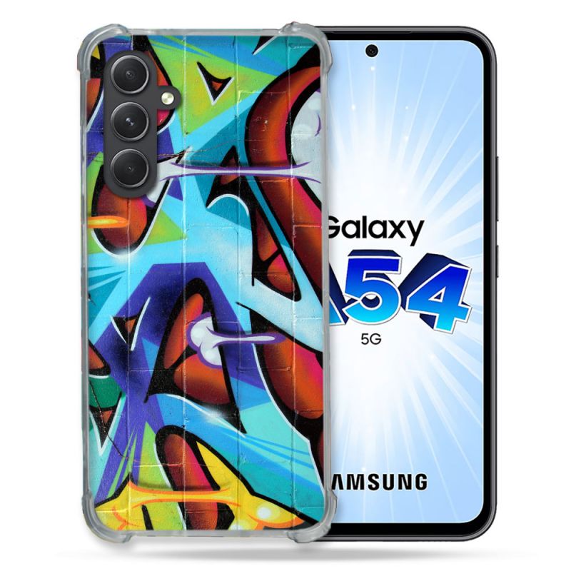 Coque Renforcée En Verre Trempé Pour Samsung Galaxy A54 5G Street Art Graf Color