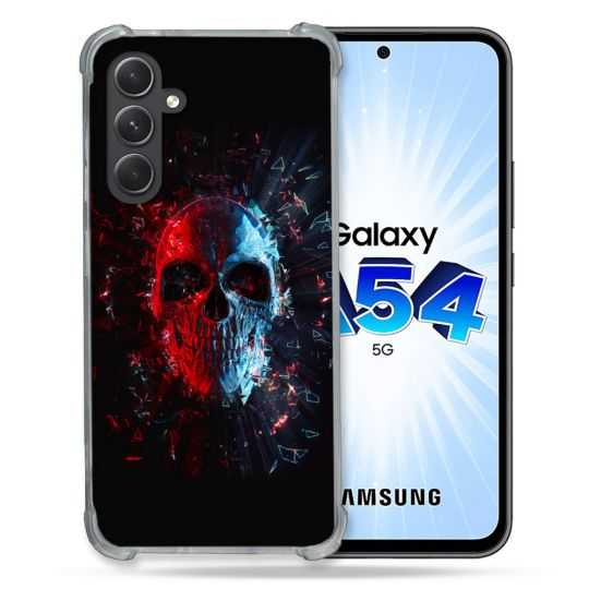 Coque Renforcée En Verre Trempé Pour Samsung Galaxy A54 5G Tete de Mort Deflagration