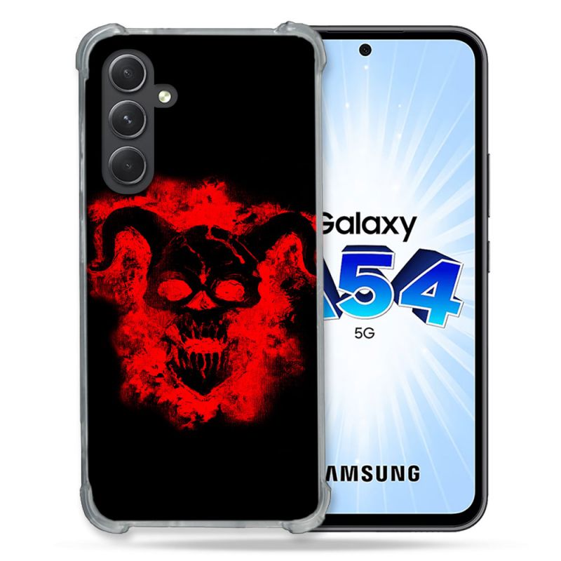 Coque Renforcée En Verre Trempé Pour Samsung Galaxy A54 5G Tete de Mort Diable