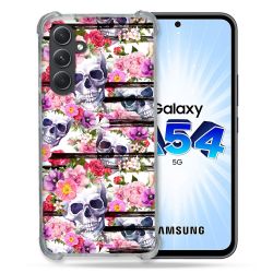 Coque Renforcée En Verre Trempé Pour Samsung Galaxy A54 5G Tete de Mort Pattern