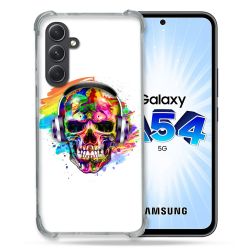 Coque Renforcée En Verre Trempé Pour Samsung Galaxy A54 5G Tete de Mort Tag