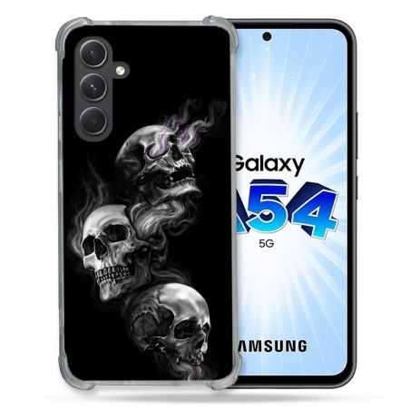 Coque Renforcée En Verre Trempé Pour Samsung Galaxy A54 5G Tete de Mort Triple