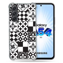 Coque Renforcée En Verre Trempé Pour Samsung Galaxy A54 5G Texture Carreau Ciment Noir