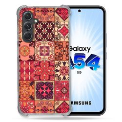 Coque Renforcée En Verre Trempé Pour Samsung Galaxy A54 5G Texture Carreau Ciment Rouge