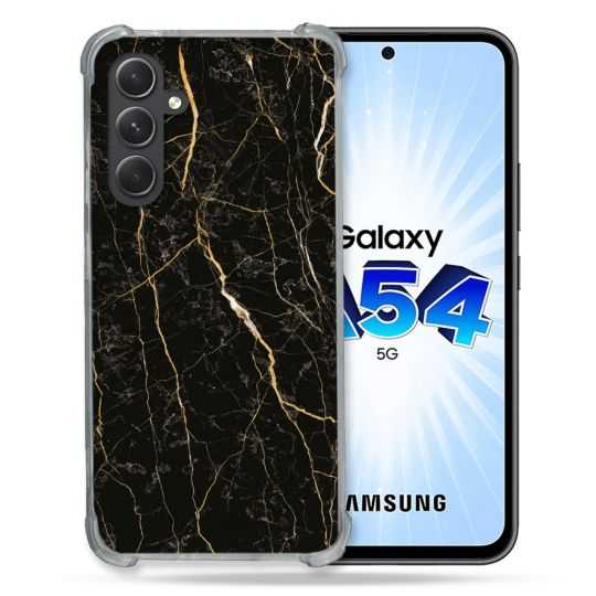 Coque Renforcée En Verre Trempé Pour Samsung Galaxy A54 5G Texture Marbre Noir