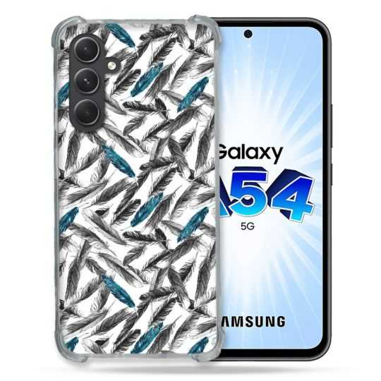 Coque Renforcée En Verre Trempé Pour Samsung Galaxy A54 5G Texture Plume Canard