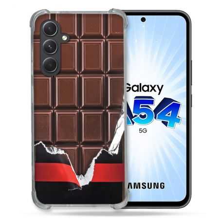 Coque Renforcée En Verre Trempé Pour Samsung Galaxy A54 5G Texture Trompe Oeil Chocolat