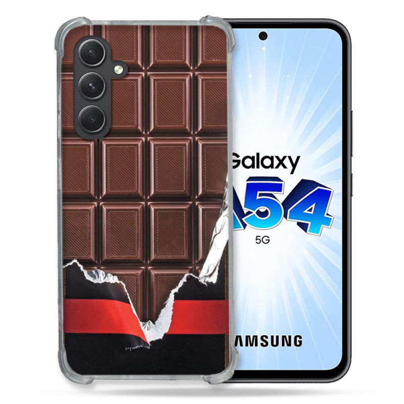 Coque Renforcée En Verre Trempé Pour Samsung Galaxy A54 5G Texture Trompe Oeil Chocolat