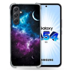 Coque Renforcée En Verre Trempé Pour Samsung Galaxy A54 5G Univers Bleu Violet
