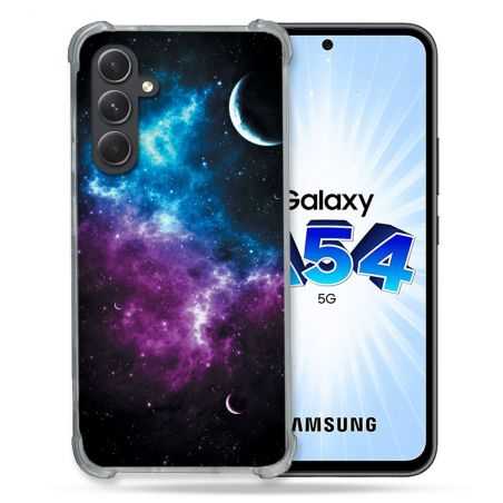Coque Renforcée En Verre Trempé Pour Samsung Galaxy A54 5G Univers Bleu Violet