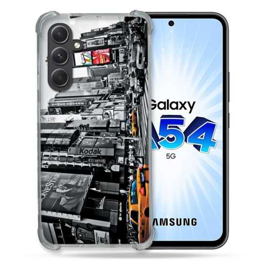 Coque Renforcée En Verre Trempé Pour Samsung Galaxy A54 5G Voyage Amerique USA New York Taxi