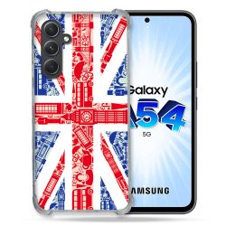 Coque Renforcée En Verre Trempé Pour Samsung Galaxy A54 5G Voyage Angleterre Blanc