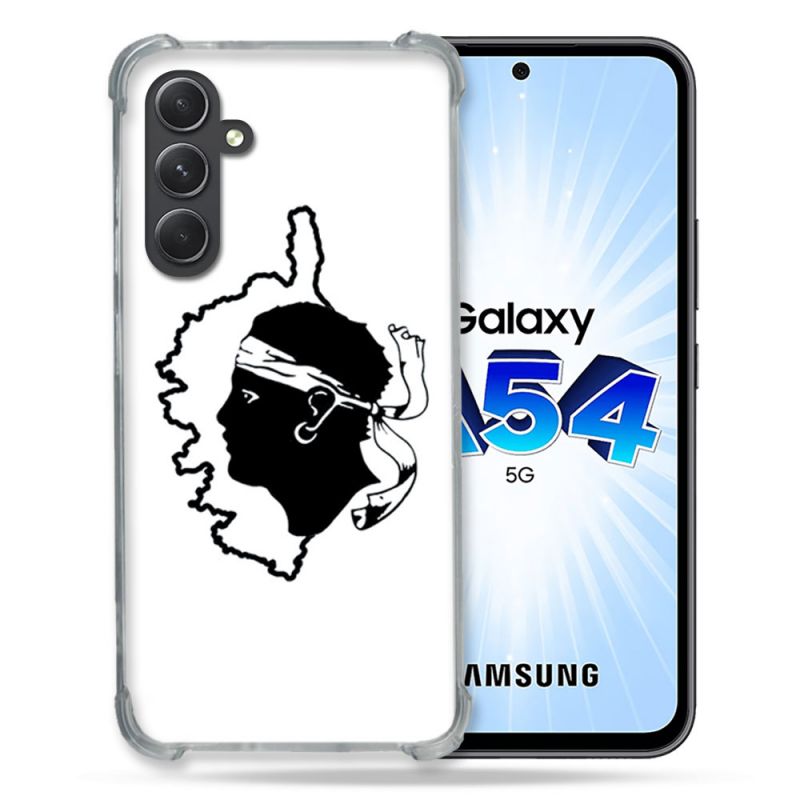 Coque Renforcée En Verre Trempé Pour Samsung Galaxy A54 5G Voyage Corse Blanc