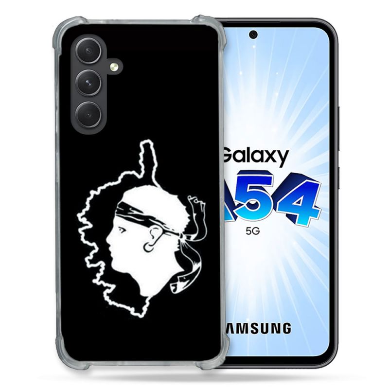 Coque Renforcée En Verre Trempé Pour Samsung Galaxy A54 5G Voyage Corse Noir