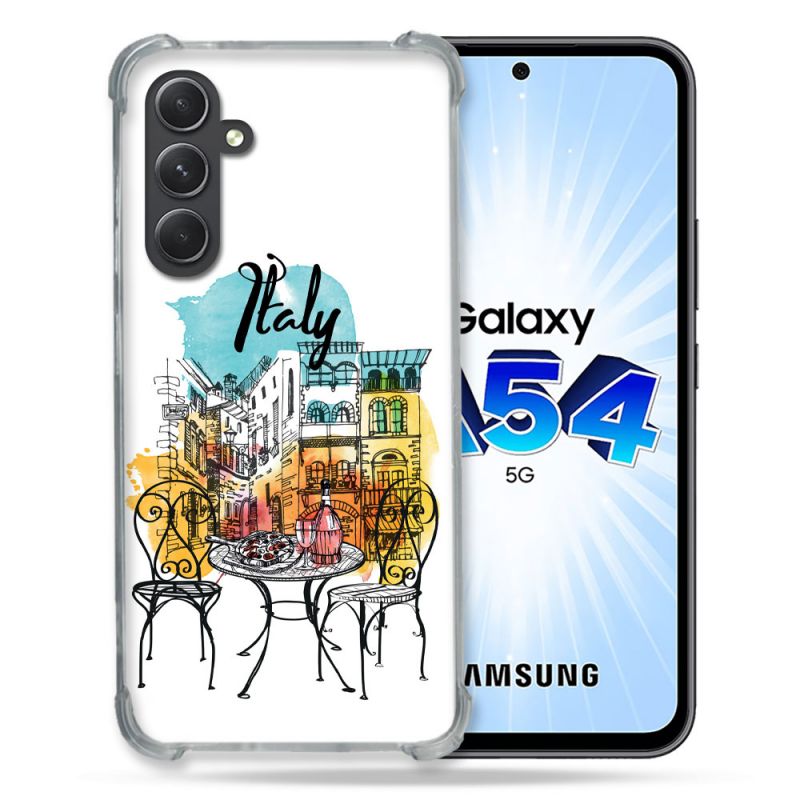 Coque Renforcée En Verre Trempé Pour Samsung Galaxy A54 5G Voyage Italie Vintage