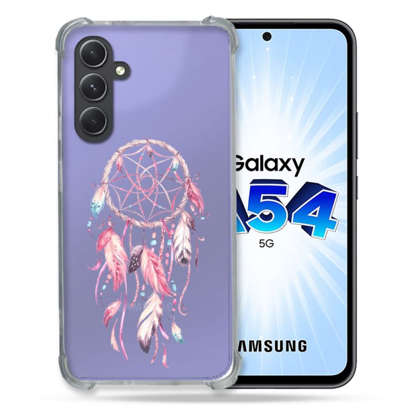 Coque Renforcée En Verre Trempé Transparente Pour Samsung Galaxy A54 5G Attrape Reve Rose