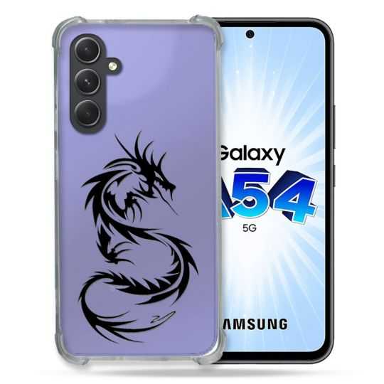 Coque Renforcée En Verre Trempé Transparente Pour Samsung Galaxy A54 5G Dragon Noir