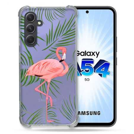 Coque Renforcée En Verre Trempé Transparente Pour Samsung Galaxy A54 5G Flamant Rose