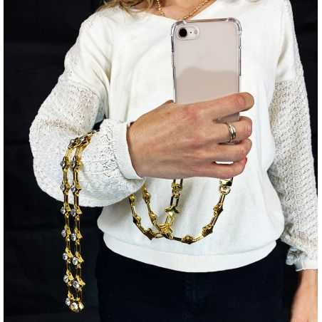 Coque Renforcée En Verre Trempé Transparente Pour Samsung Galaxy A54 5G Lanière / Cordon Bijou Diamant Or