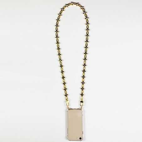 Coque Renforcée En Verre Trempé Transparente Pour Samsung Galaxy A54 5G Lanière / Cordon Bijou Diamant Or Clair