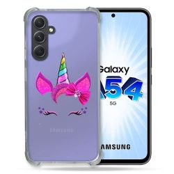 Coque Renforcée En Verre Trempé Transparente Pour Samsung Galaxy A54 5G Licorne Paillette