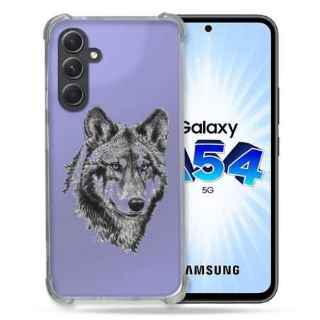 Coque Renforcée En Verre Trempé Transparente Pour Samsung Galaxy A54 5G Loup