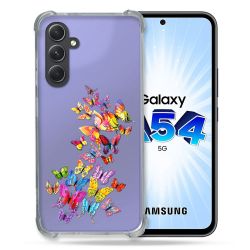 Coque Renforcée En Verre Trempé Transparente Pour Samsung Galaxy A54 5G Papillon Multicolore