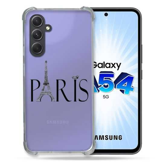 Coque Renforcée En Verre Trempé Transparente Pour Samsung Galaxy A54 5G Paris Noir