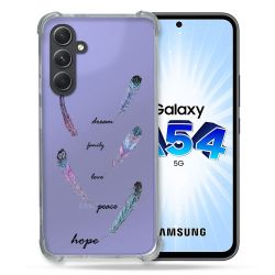 Coque Renforcée En Verre Trempé Transparente Pour Samsung Galaxy A54 5G Plume Couleur