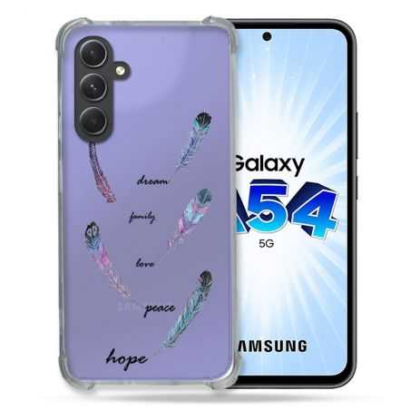Coque Renforcée En Verre Trempé Transparente Pour Samsung Galaxy A54 5G Plume Couleur